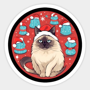 Birman Cat Xmas, Love Cats Sticker